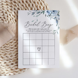 Dusty Blue Floral Brautparty Bingo Game Einladung