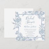 Dusty Blue Floral Brautparty Einladung (Vorne/Hinten)