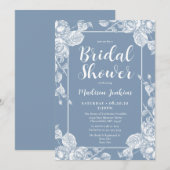 Dusty Blue Floral Brautparty Einladung (Vorne/Hinten)