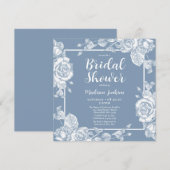 Dusty Blue Floral Brautparty Einladung (Vorne/Hinten)