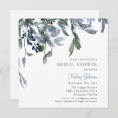 Dusty Blue Floral Brautparty Einladung (Vorne/Hinten)