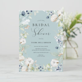 Dusty Blue Floral Brautparty Einladung