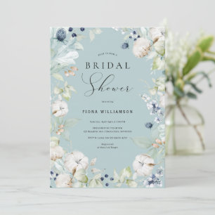 Dusty Blue Floral Brautparty Einladung