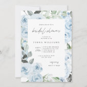 Dusty Blue Floral Brautparty Einladung (Vorderseite)