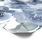 Dusty Blue Floral Brautparty Foto Booth Poster (Ecke)