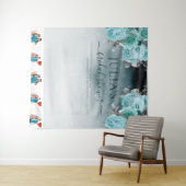 Dusty Blue Floral Brautparty Foto Wandteppich (Beispiel (Horizontal))