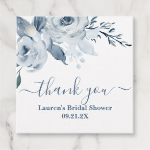 Dusty Blue Floral Brautparty Gefälligetags Geschenkanhänger