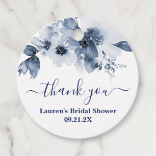 Dusty Blue Floral Brautparty Gefälligetags Geschenkanhänger