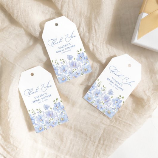 Dusty Blue Floral Brautparty Geschenkanhänger