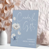 Dusty Blue Floral Brautparty Karten und Geschenke Sockelschild