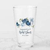 Dusty Blue Floral Brautparty Keepake Glas (Vorderseite)