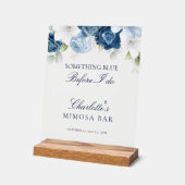 Dusty Blue Floral Brautparty Mimosa Bar Acrylschild (Winkel)