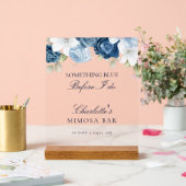 Dusty Blue Floral Brautparty Mimosa Bar Acrylschild (Hochzeit)