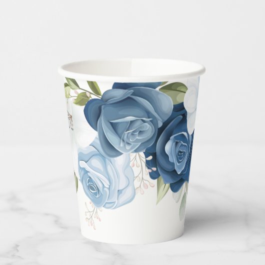 Dusty Blue Floral Brautparty Pappbecher (Links)
