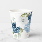 Dusty Blue Floral Brautparty Pappbecher (Vorderseite)