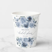 Dusty Blue Floral Brautparty Pappbecher (Vorderseite)