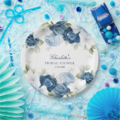 Dusty Blue Floral Brautparty Pappteller (Party)