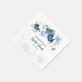 Dusty Blue Floral Brautparty Personalisiert Paper Serviette (Ecke)