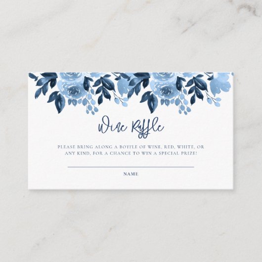 Dusty Blue Floral Brautparty Raffle Begleitkarte (Vorderseite)