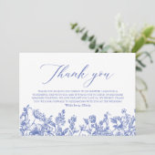 Dusty Blue Floral Brautparty Vielen Dank Einladung (Stehend Vorderseite)