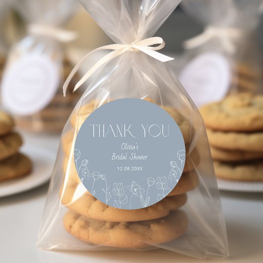 Dusty Blue Floral Brautparty Vielen Dank Runder Aufkleber