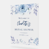 Dusty Blue Floral Brautparty Willkommen Acrylschild (Winkel)