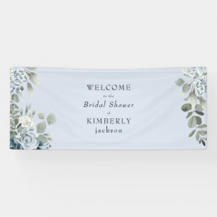 Dusty Blue Floral Brautparty Willkommen Banner