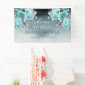 Dusty Blue Floral Brautparty Willkommen Banner (Insitu)