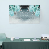 Dusty Blue Floral Brautparty Willkommen Banner (Messeveranstaltung)