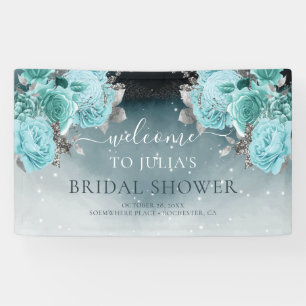 Dusty Blue Floral Brautparty Willkommen Banner