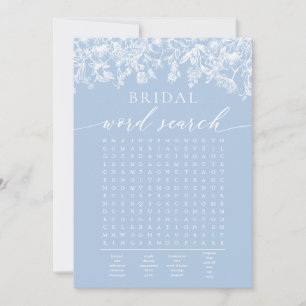 Dusty Blue Floral Brautparty Word Search Game Einladung