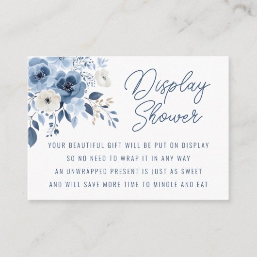 Dusty Blue Floral Bridal Display Dusche Begleitkarte (Vorderseite)