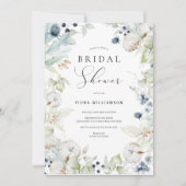Dusty Blue Floral Bridal Dusche Einladung (Vorderseite)