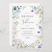 Dusty Blue Floral Bridal Dusche Einladung (Vorne/Hinten)