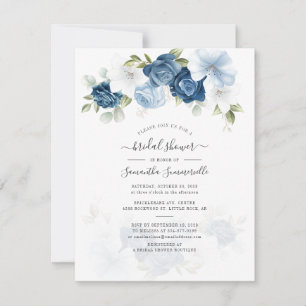 Dusty Blue Floral Bridal Dusche Einladung