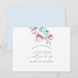 Dusty Blue Floral Bridesmaid - Trauzeugin Einladung