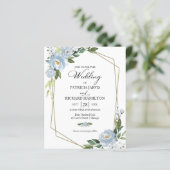 Dusty Blue Floral Budget Einladung Hochzeit (Stehend Vorderseite)