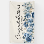 Dusty Blue Floral Butterfells Verlobung Banner (Vertikal)
