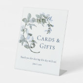 Dusty Blue Floral Cards and Gifts Brautparty Sockelschild (Vorderseite)