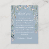 Dusty Blue Floral Cascade Wedding Vielen Dank Platzkarte (Vorderseite)