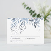 Dusty Blue Floral Chic Script Winter Theme UAWG Begleitkarte (Stehend Vorderseite)