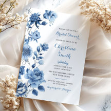 Dusty Blue Floral Chinoiserie Brautparty