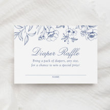 Dusty Blue Floral Chinoiserie Diaper Raffle Ticket