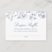 Dusty Blue Floral Chinoiserie Diaper Raffle Ticket Begleitkarte (Vorderseite)