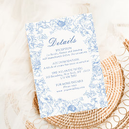 Dusty Blue Floral Chinoiserie Hochzeiten Details Begleitkarte