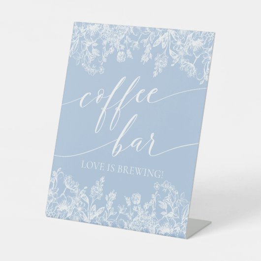 Dusty Blue Floral Coffee Bar ist Brewing Sign Sockelschild (Vorderseite)