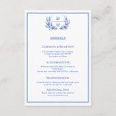 Dusty Blue Floral Crest Monogram Wedding Begleitkarte (Vorderseite)