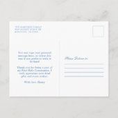 Dusty Blue Floral Cross Christlich Vielen Dank Postkarte (Rückseite)