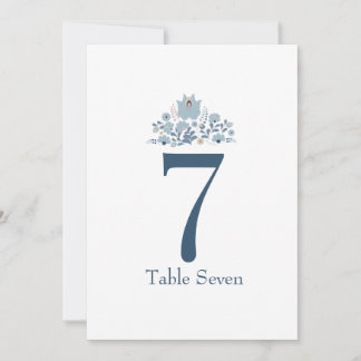Dusty Blue Floral Custom Table Number Einladung