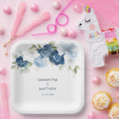 Dusty Blue Floral Custom Wedding Pappteller (Party)
